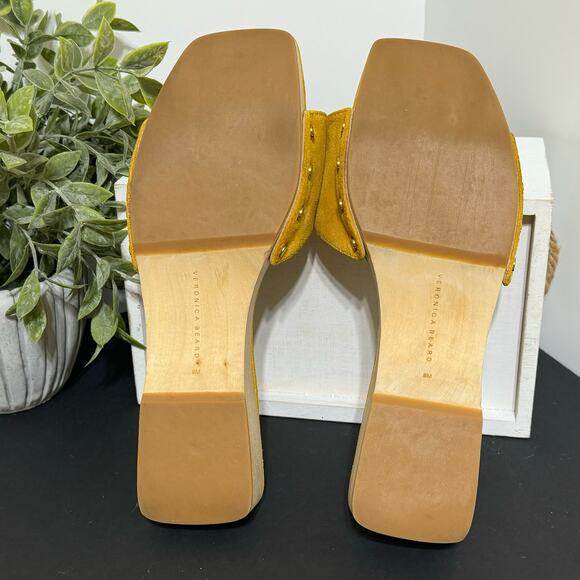 Veronica Beard Clog Sandals in Saffron Suede, Size 8 - Picture 8 of 14